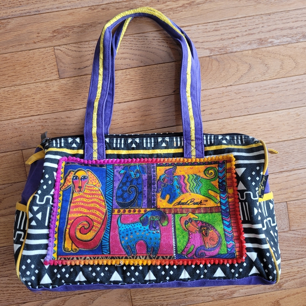 Laurel Burch Dog Tails Patchwork Medium Tote